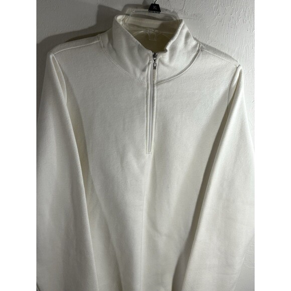 IZOD 1/4 Zip Sz Large Sweater Men’s Cotton Cream Ivory Preppy Golf Cotton Blend - Picture 5 of 8